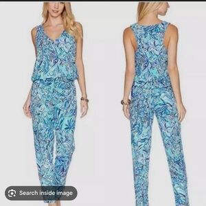 Lilly Pulitzer Vibrant Blue Patterned Jumpsuit